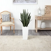 4ft. Sansevieria Plant in White Tower Planter