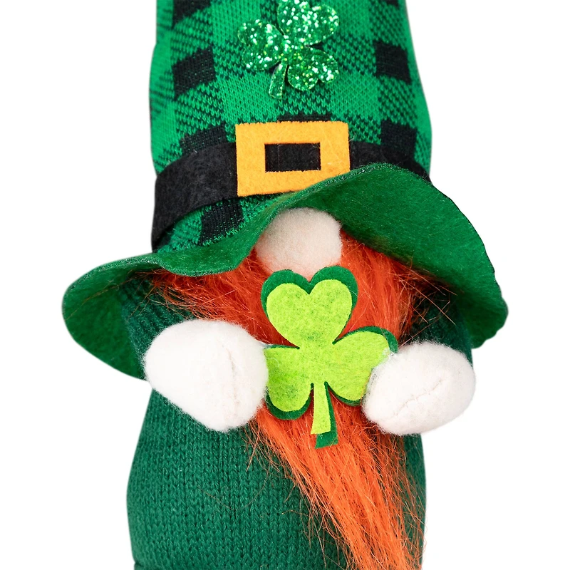 7" Plaid Gnome with Shamrocks St. Patrick's Day Decoration
