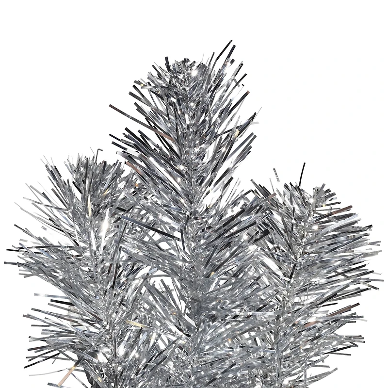 7ft. Unlit Silver Tinsel Artificial Christmas Tree