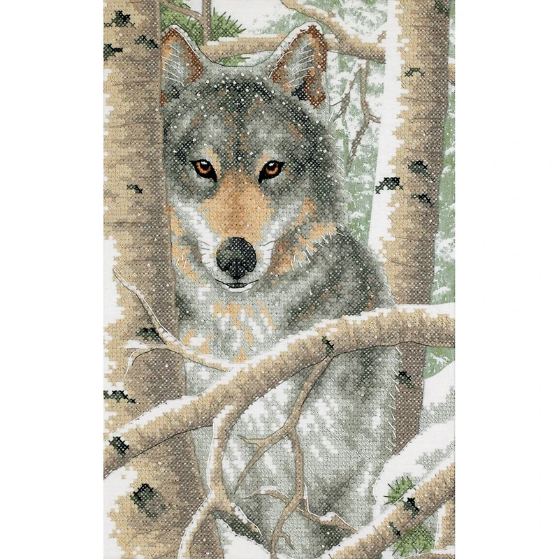 Dimensions® Wintry Wolf Stamped Cross Stitch Kit