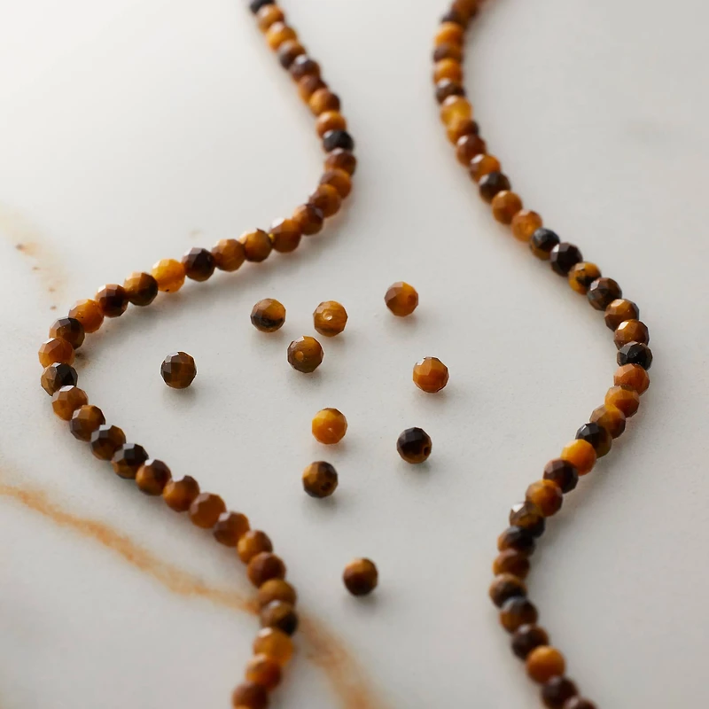 Tiger's Eye Faceted Round Beads, 2mm by Bead Landing™
