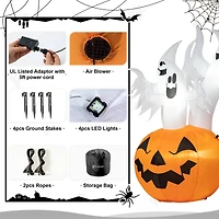 Glitzhome® 6ft. Lighted 3 Ghosts In Jack-O'-Lantern Pumpkin with Scream Inflatable Décor
