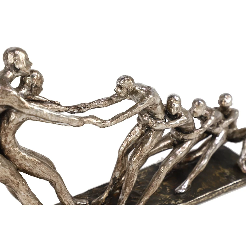 13" Silver Polystone Modern Tug of War Sculpture