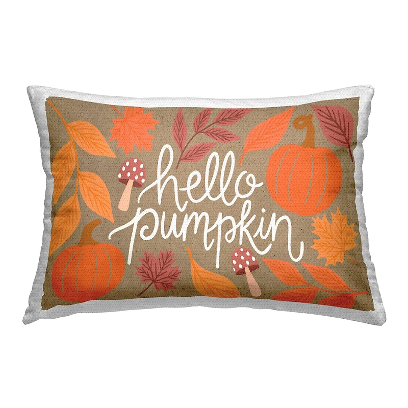 Stupell Industries Rustic Hello Pumpkin Outdoor Printed Pillow
