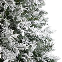 9ft. Pre-Lit Flocked Vermont Mixed Pine Artificial Christmas Tree, Clear LED Lights