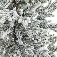 5ft. Pre-Lit Flocked Fraser Fir Artificial Christmas Tree in Gray Planter, Warm White Lights