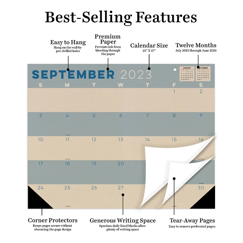 TF Publishing 2023 - 2024 Kraft Large Desk Pad Monthly Blotter Calendar