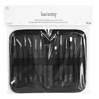 12 Piece Precision Tweezer Set with Case by Bead Landing™