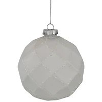 Glittered Christmas Glass Ball Ornaments - 3.75" (95mm) - White - 4ct