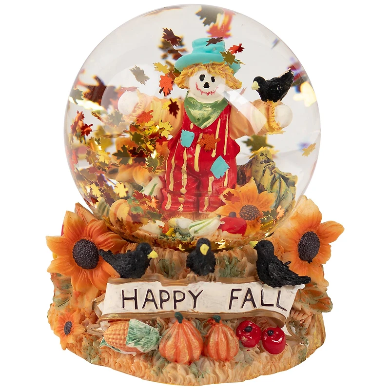 Scarecrow Happy Fall Harvest Snow Globe - 5.5"
