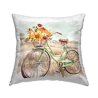 Stupell Industries Fall Florals Bicycle Outdoor Printed Pillow