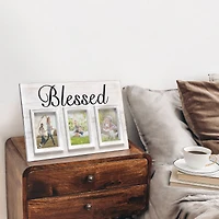 Elegant Designs Whitewash Blessed 3 Photo Collage 4" x 6" Picture Frame