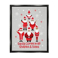 Stupell Industries Santa All Shapes & Sizes Christmas Phrase Framed Floater Canvas Wall Art