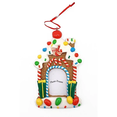 Wizardi Glossy Gingerbread House Frame Christmas Ornament
