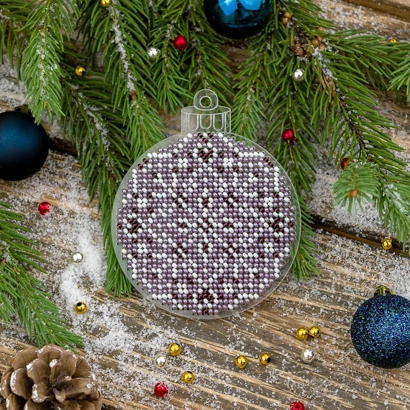 Wonderland Crafts Purple Fair Isle Ball Ornament Bead Embroidery on Plastic Kit