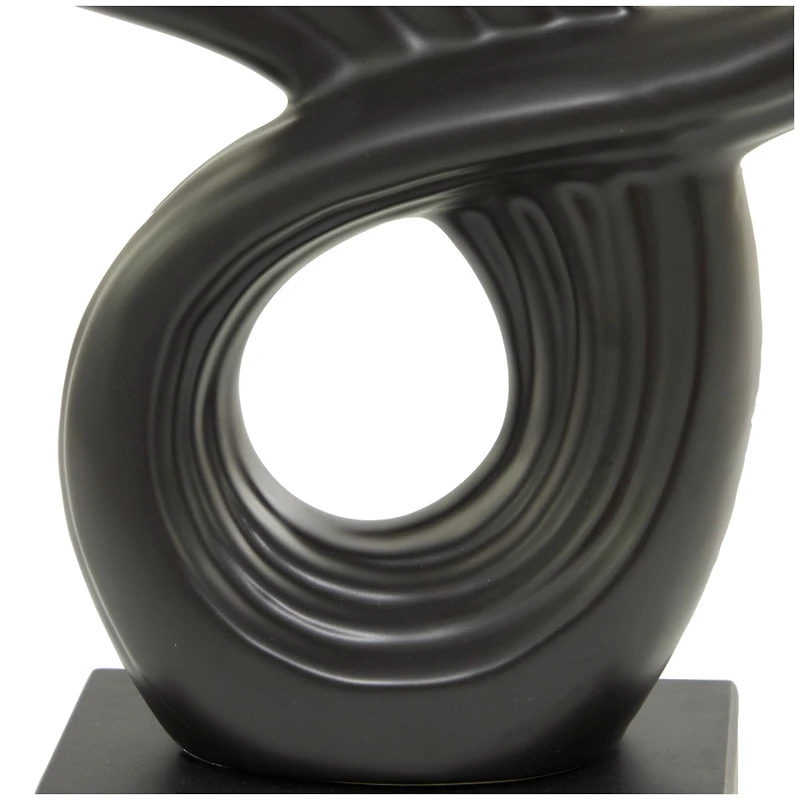 15" Porcelain Wing Abstract Sculpture with Black Base