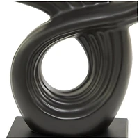 15" Porcelain Wing Abstract Sculpture with Black Base