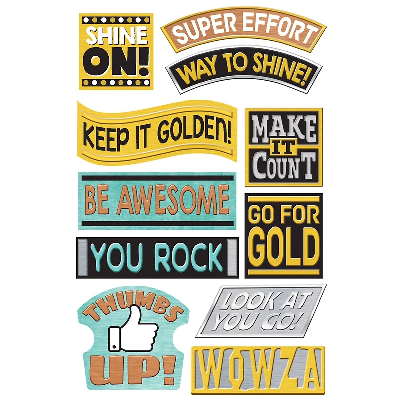 Trend Enterprises® I Heart Metal Motivating Messages superShapes Stickers, 6 Packs of 88
