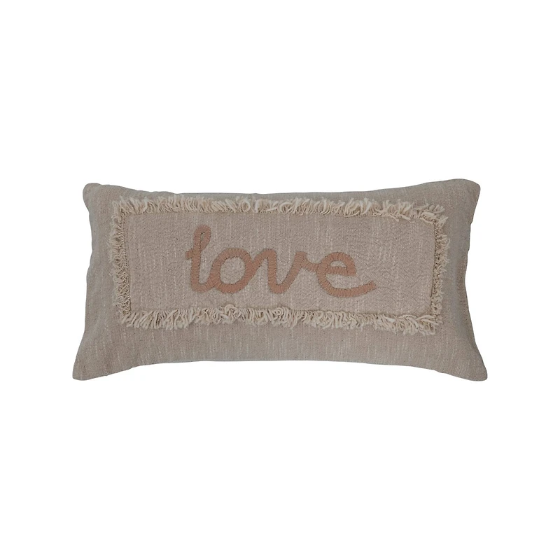Hello Honey® Embroidered Love Lumbar Pillow with Eyelash Fringe