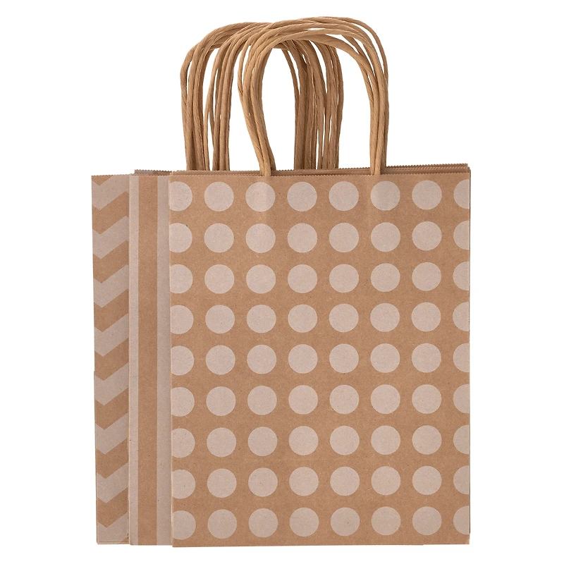 10" Kraft Dots & Chevron Paper Bag Value Pack by Celebrate It™