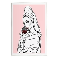 Stupell Industries Pink Vampire Fashionista Drinking Wine Wall Plaque Art