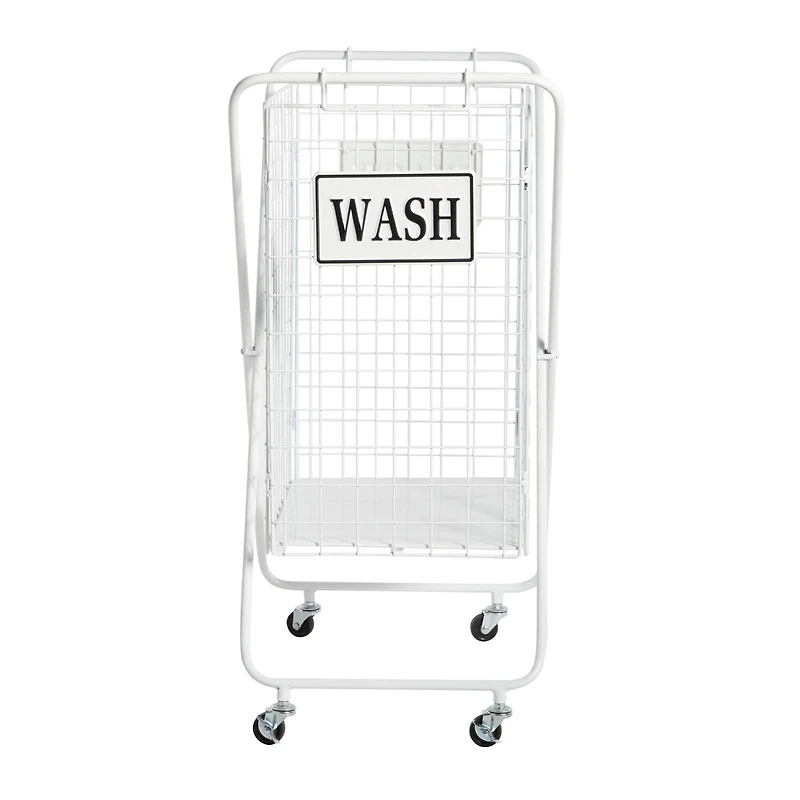 White Metal Farmhouse Storage Basket