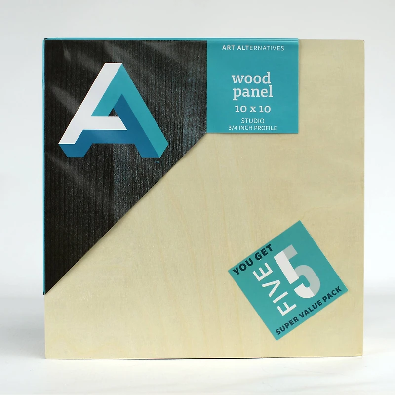 Art Alternatives 5 Pack 10" x 10" Value Pack Classic Studio Wood Panel