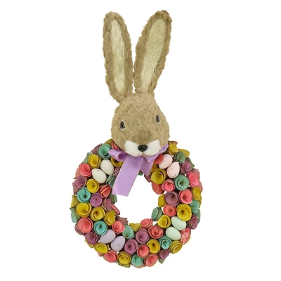 24" Bunny Head Topped Floral Wreath