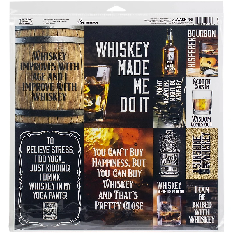 Reminisce One Bourbon, One Scotch, One Whiskey Collection Kit, 12" x 12"