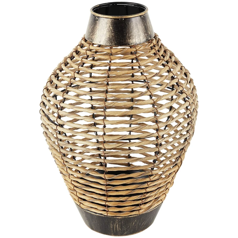 16" Brown Seagrass Handmade Twisted Vase