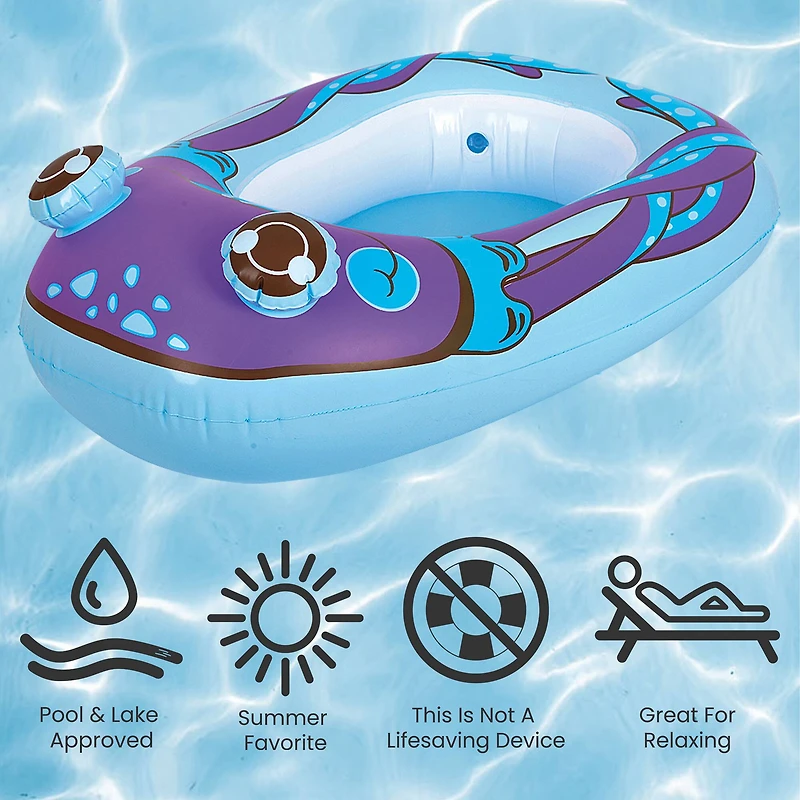 Pool Central 34" Purple Octopus Children's Inflatable Pool Boat Float
