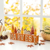 Glitzhome® 14" Harvest Wooden House and Brush Trees Table Décor