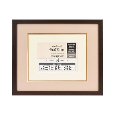 6 Pack: 6" x 8" / 8.5" x 11" Walnut Document Frame with Triple Mat by Studio Décor®