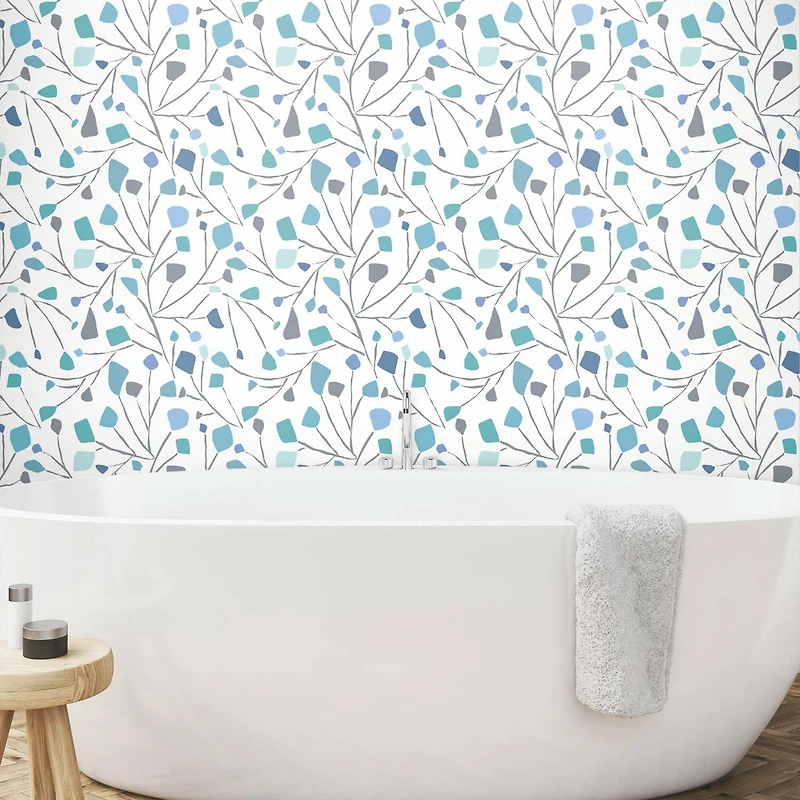 RoomMates Blue Terrazzo Branch Peel & Stick Wallpaper