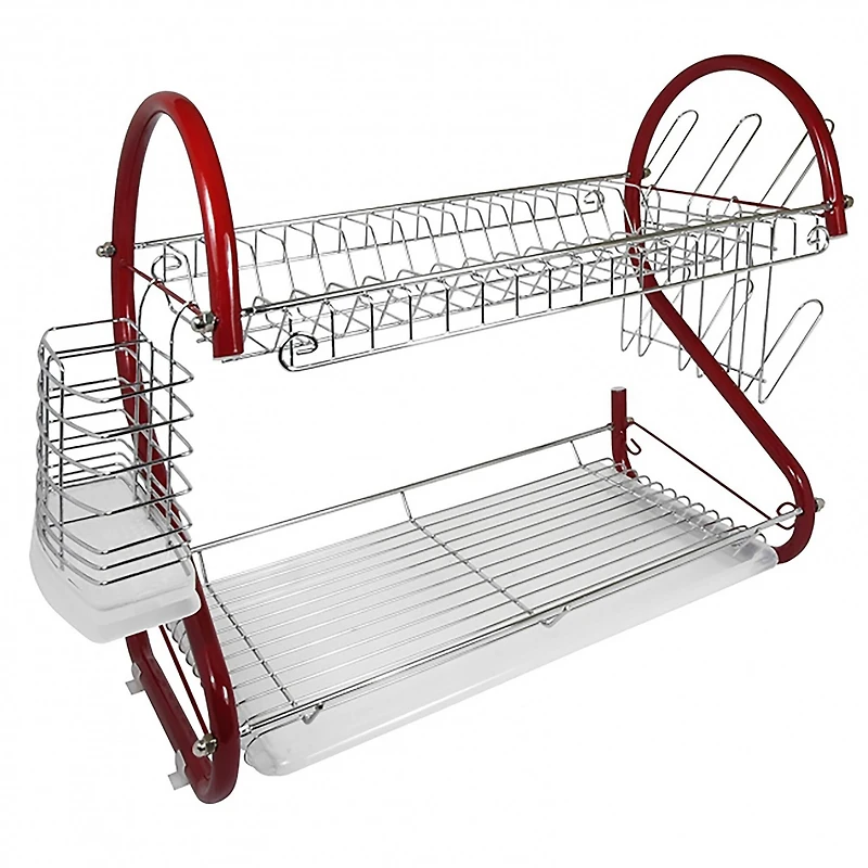Better Chef Red 2-Tier 16" Chrome Plated Dish Rack