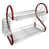 Better Chef Red 2-Tier 16" Chrome Plated Dish Rack