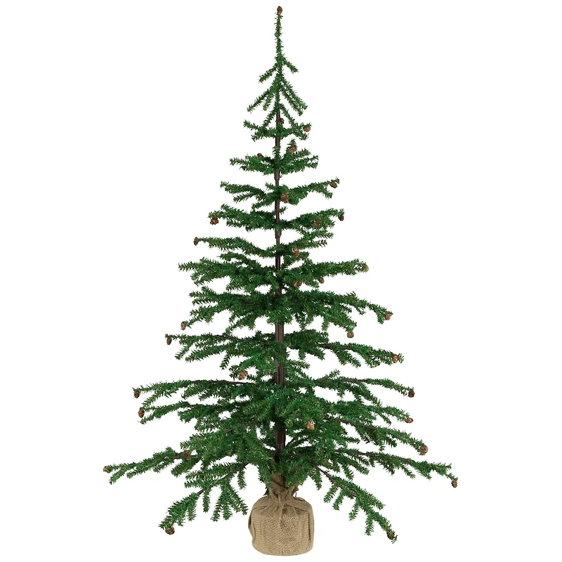 4ft. Unlit Medium Pine Artificial Christmas Tree with Pinecones in Burlap Base