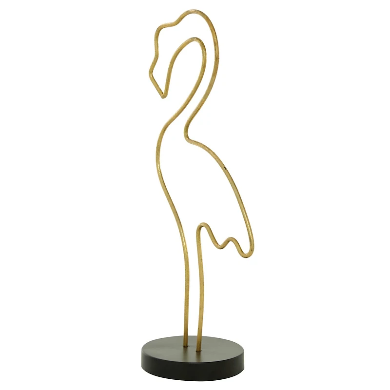 CosmoLiving by Cosmopolitan 18" Gold Contemporary Flamingo Sculpture