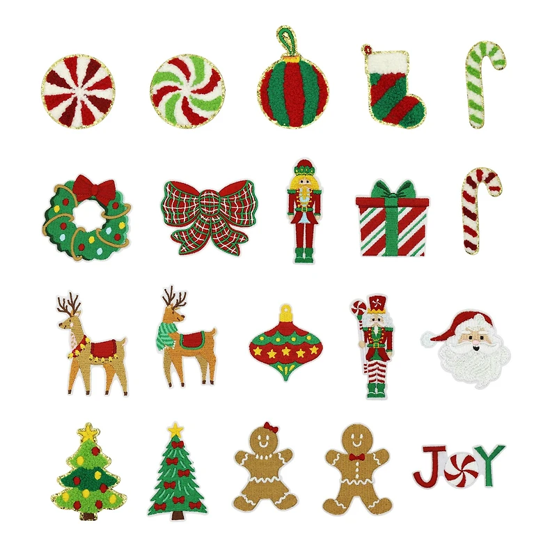 Christmas Glitter Icons 20 Piece Iron-On & Adhesive Patch Set by Celebrate It™