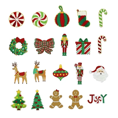 Christmas Glitter Icons 20 Piece Iron-On & Adhesive Patch Set by Celebrate It™