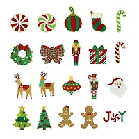 Christmas Glitter Icons 20 Piece Iron-On & Adhesive Patch Set by Celebrate It™