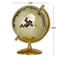 The Novogratz Gold Stainless Steel Glam Globe, 9" x 8" x 12"