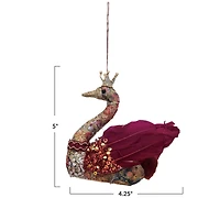 Hello Honey® 5" Feather Swan Ornament with Crown, Glitter & Sequins