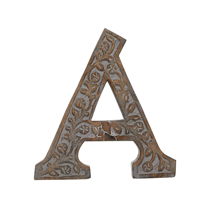 8" Brown Mango Wood Letter Set