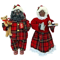 Santa's Workshop 15" Mr. & Mrs. Claus in Pajamas Figure Set