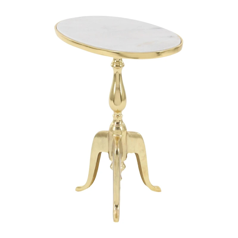 22'' Gold Stone Traditional Accent Table