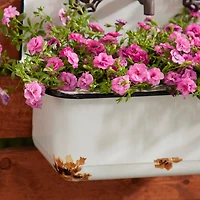 White Metal Wash Basin Planter Set