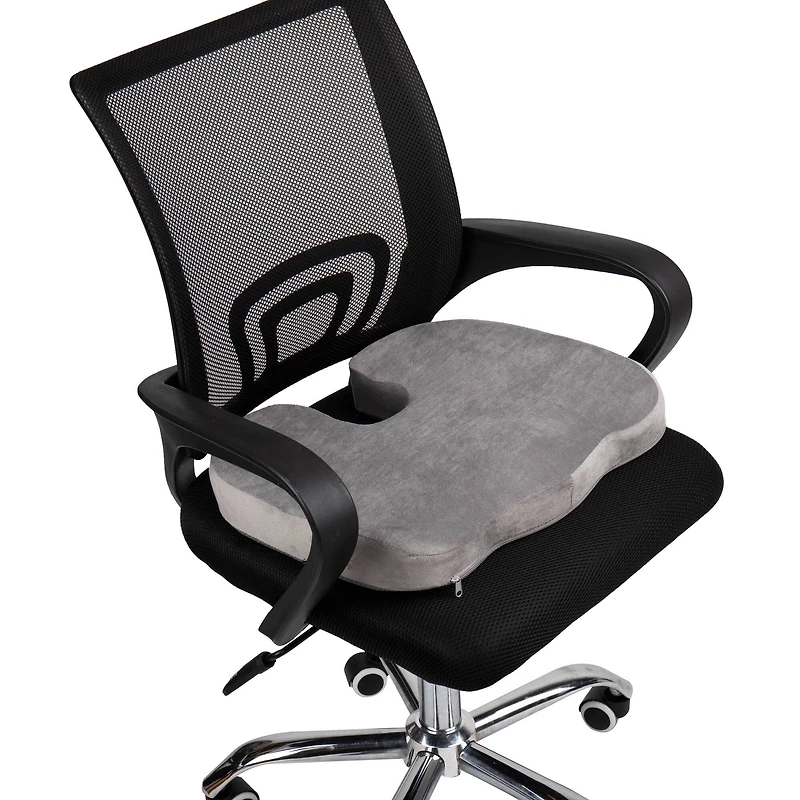 Mind Reader 18" Gray Back Relief Memory Foam Seat Cushion