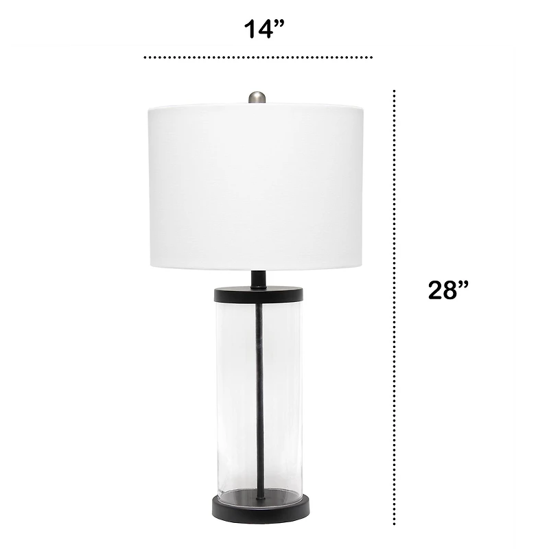 Lalia Home 27.5" Entrapped Glass Table Lamp with White Fabric Shade