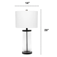 Lalia Home 27.5" Entrapped Glass Table Lamp with White Fabric Shade